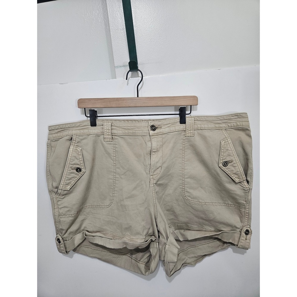 Torrid First At Fit Khaki Tan Cargo Shorts Plus Size 26 Stretch Cotton Cuffed